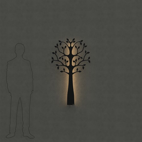 Väggträd med belysning svart 120cm