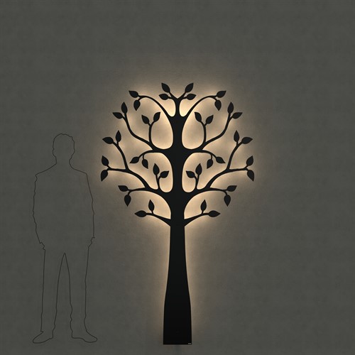 Väggträd med belysning svart 220cm