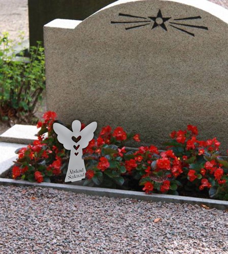 Ängel på gravplats vit 20 cm