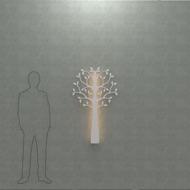Väggträd med belysning 120 cm vit
