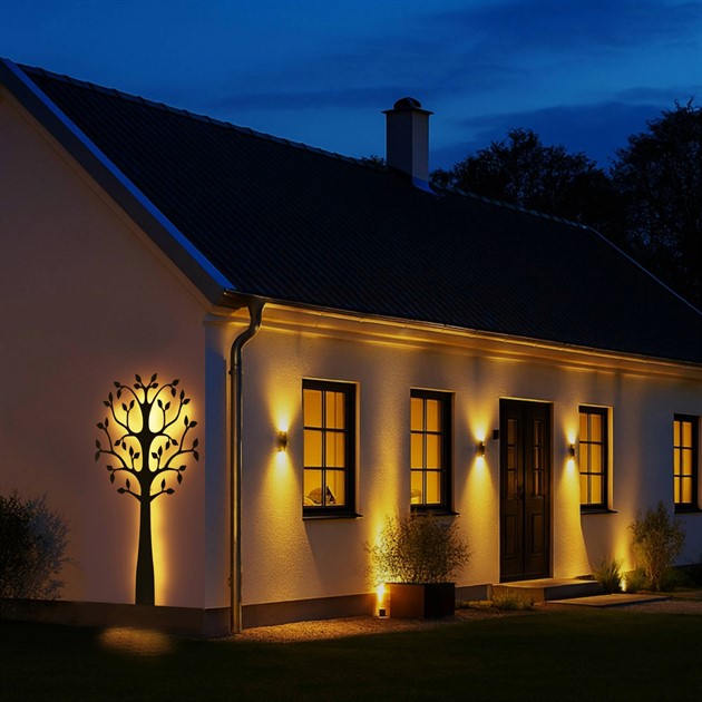 Väggträd med belysning 220 cm svart struktur