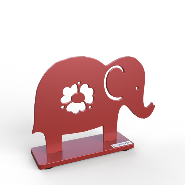 Elefant 10 cm pärlrubinröd