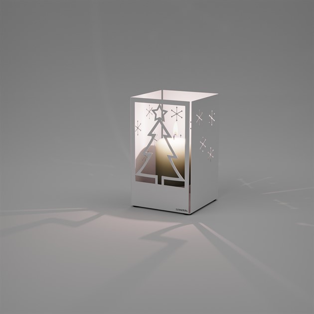 Lykta Julgran 20 cm vit